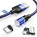 Produktbild CAFELE 3 in 1 Ladekabel Magnetisch,2M 3A Schnellladung Magnetisches Ladekabel Datenkabel,Nylon USB Magnet Ladekabel für MicroUSB/TypC/1Phone/Sumsung Galaxy/Huawei/Honor/Xiaomi/LG/KindleBlau