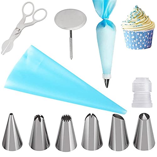 1 0PC / SET Siliconen DIY Icing piping crème gebak tas + 6 st cake nozzle tips decorating gereedschap + spijker lifter… - Image 3