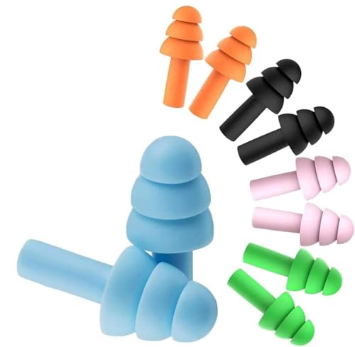 Reusable Silicone Earplugs, 5 Pairs Noise Reduction Ear Plugs for Sleeping, Snoring, Swimming, Concerts, Airplanes, Travel, Work – Comfortable & Reusable Ear Protection
