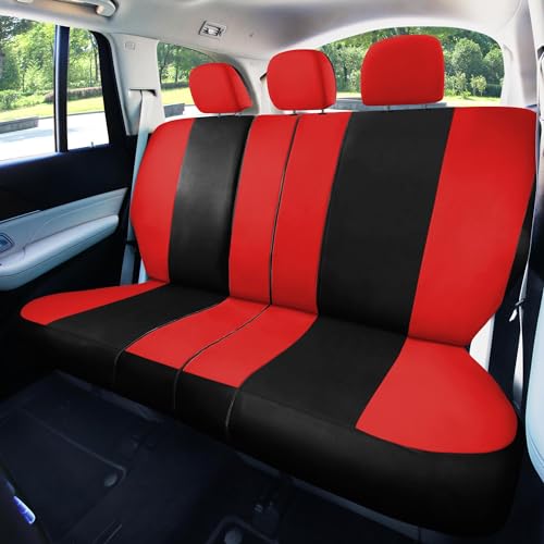 Image of FH Group Car Seat Covers Rear Set Cloth - Universal Fit Automotive Seat Covers, Low Back Front Seat Covers, Solid Back Seat Cover, Washable Car Seat Cover for SUV, Sedan and Van Red