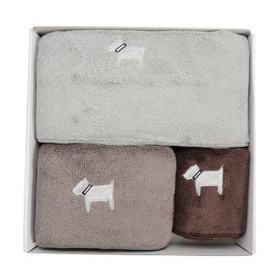 Serviette absorbant l'eau douce ensemble trois pièces au motif chiot brodé WLLLO