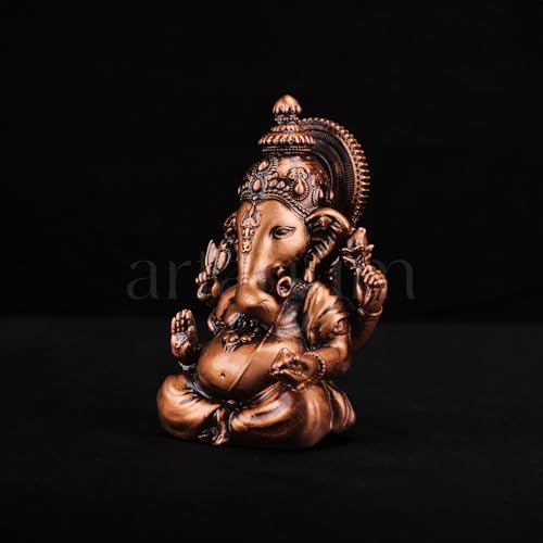 Image of Artarium Small Ganesha Idol Vinayaka Statue (Height 3.5inch), Vinayagar Murti Pillayar Idol, Handcrafted Ganpati Murti for Car Dashboard, Spiritual Gift & Decorative - Bronze