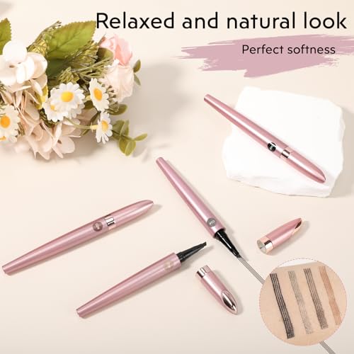 2Pcs Microblading Eyebrow Pen, Long-Lasting Waterproof Eyebrow Pencil with 4-Fork-Tip for 3D Realistic Brow, Easily Create Natural Hair-Like Brow Last All-Day, Eye Brow Pencils for Women -Dark Brown