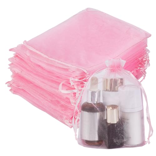 Sac en organza rose PH PandaHall de 100 pièces avec cordon pour emballage cadeau