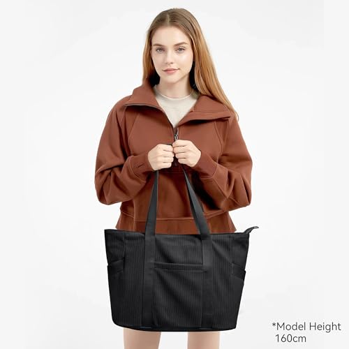 DIXEIGHT Corduroy Tote Bag Zipper Casual Hobo Handbags with Compartments Waterproof Shoulder Bag for Women Travel Work School by DIXEIGHT - Used condition - Image 2
