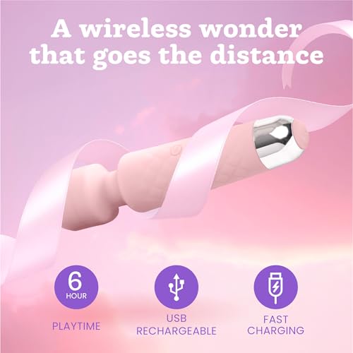 Image of Oliver James Wand Vibrator Sex Toy - 20 Patterns 8 Speeds Long Battery Life | Discreet Adult Toy Vibrating Dildo 6 Hour Battery Life Waterproof USB Rechargeable G Spot Vibrator for Deep Intense Pleasure