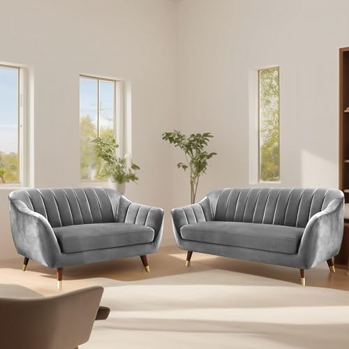 Image of Casaliving Anyse 3+2 Seater Sofa Set for Living Room (Dark Grey - Colour) Premium Fabric Sofa Set for Living Room 5 Seater Sofa