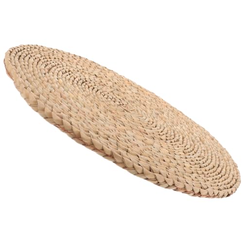 DECHOUS Cojín de Meditación Redondo Trenzado de Espadaña Natural 20x20 Cm, Tapete Tejido para Suelo Adulto, Alfombra de Asiento Tradicional para Yoga y Decoración del Hogar