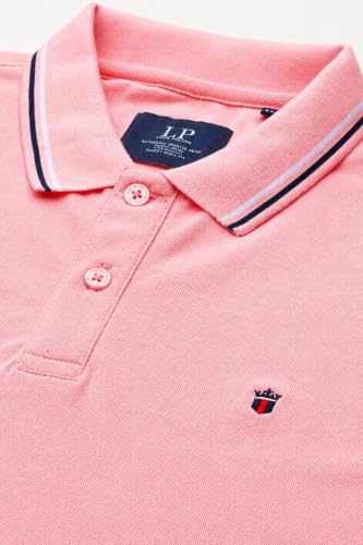 Image of Louis Philippe Men's Slim Fit Textured Collar and Cuff Solid Pique Half Sleeve Polo T-Shirt with Stretch