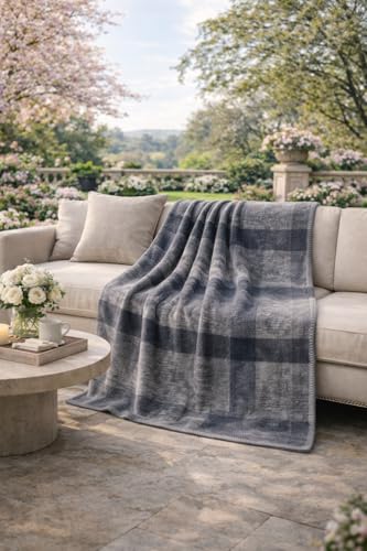 Coperta Plaid 130x170 cm Morbida e Calda BOSALONI HOME, Elegante per Divano e Letto, Fantasia Moderna, Lavabile, Arredo Casa e Ufficio – Antracite e Grigio Chiaro