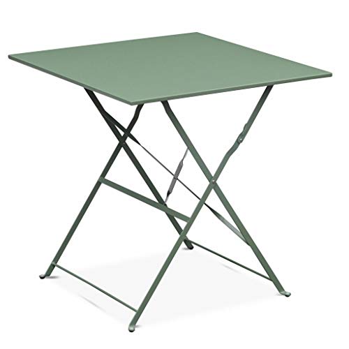 Alice's Garden - Table Jardin bistrot Pliable - Emilia carrée Vert de Gris - Table carrée 70x70cm en Acier thermolaqué