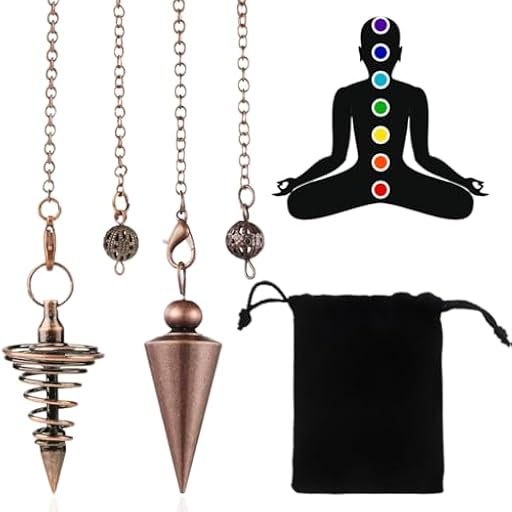 NJCXOLA 2 péndulo de cobre, péndulo de metal esotérico, vara de radiestesia en set para adivinación, accesorios de tarot, regalos de equilibrio Reiki para amantes del tarot | Ya disponible en tu tienda friki favorita! En mundofriki.es!