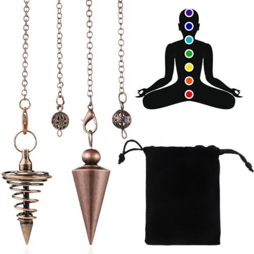 NJCXOLA 2 péndulo de cobre, péndulo de metal esotérico, vara de