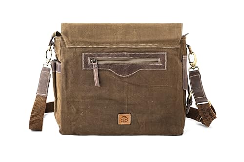 3B-Upcycled Vintage Military Leather Canvas Shoulder Bag Laptop Messenger Bags Medium Crossbody Purse, Boho Bag with 2 Straps4