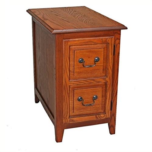 Leick Home Favorite Finds Shaker Storage Cabinet End Table Adjustable Shelf With Hand Applied Finish, Medium Oak #TOP22