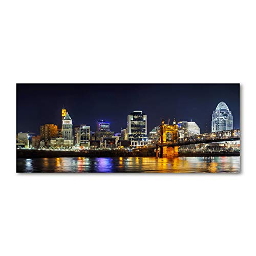 Crédence de cuisine en verre multicolore 125x50cm thème Ohio River de nuit