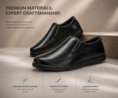 Image of Kraasa Brass Formal Shoes for Men | Vegan Leather Slip-On Office Shoes