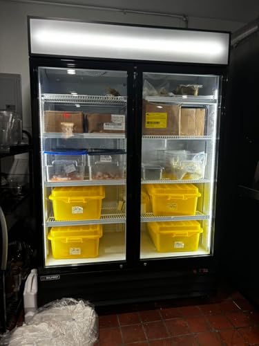 Image of Commercial Beverage Refrigerator Display Fridge,Two Glass Door Upright Merchandiser Drink Cooler with LED Light Adjustable Shelves,46 Cu Ft,ETL Sanitation,(Wheels Included)