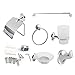 Produktbild GOTOTO Set 6 TLG. Badaccessoires Set komplett, Handtuchhalter, Handtuchring, Handtuchring, Toilettenpapierhalter, Seifenschale, Haken und Becher aus verchromtem Zink, Silber