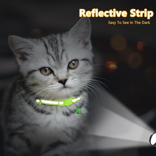 Image of Taglory 2 Pack Cat Collar with Bell, Breakaway Buckle and Reflective Strip | Adjustable 15-20 cm for 2-6 Months Cat, Quick Release Clip, Kitten and Adult Cats, Spare Collar Included, Indoor Outdoor Use