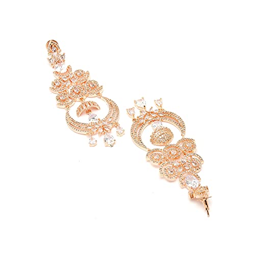 American Diamond Floral Dangle Earrings