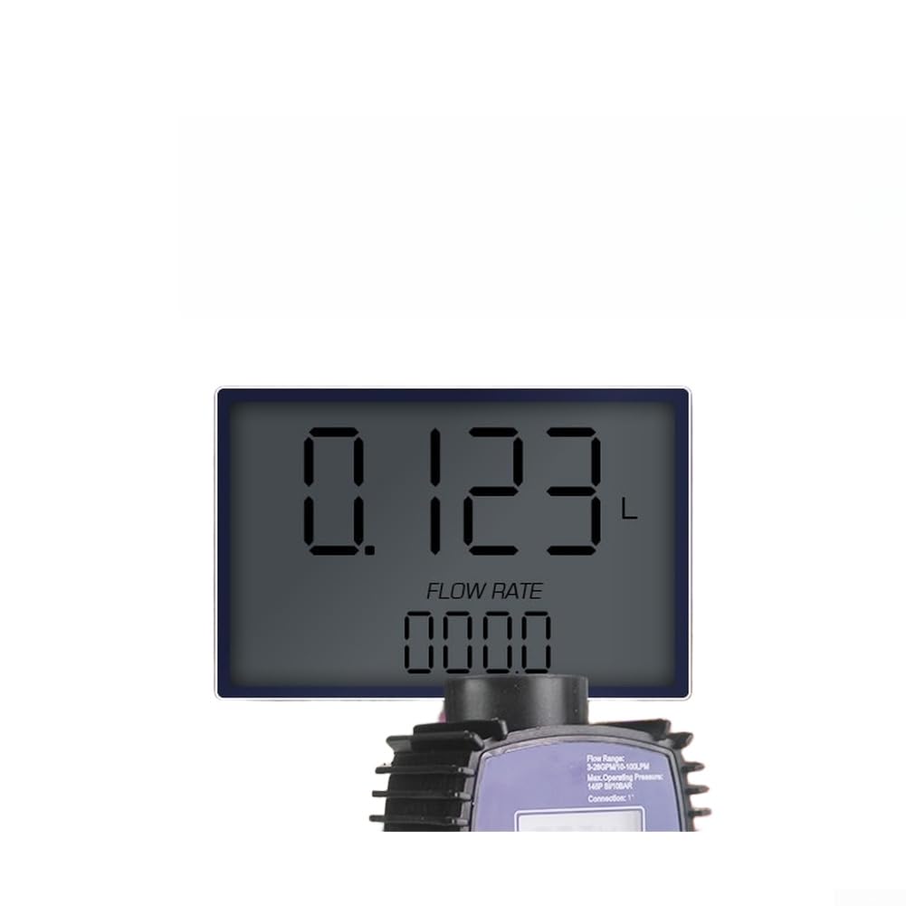 Medidor de flujo electrónico de turbina con pantalla digital, conector roscado de acero inoxidable para metanol, diésel y agua, rango de medición 10-100 L/min, precisión ± 1%, resistencia a la presión