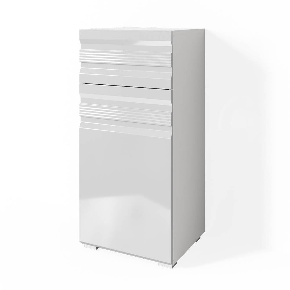 Vicco Midi cabinet Fredd, White High Gloss, 36.4 x 79 cm, wall-mounted with two adjustable shelves