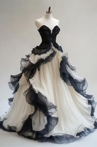Mauuwy Gothic Wedding Dresses Sweetheart Tiered Wedding Gown for Bride Women Vintage Victorian's Bridal Gown3