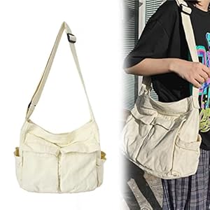 TYTOGE Canvas Messenger Bag Grote Capaciteit Hobo Crossbody Tas Met Meerdere Zakken Casual Tassen Schoudertas Voor…
