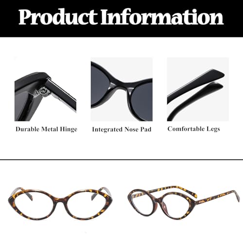 Image of LJCZKA Oval Blue Light Blocking Glasses Women Retro Small Cat Eye Frame Computer Eyeglasses Anti Eyestrain Clear Lens