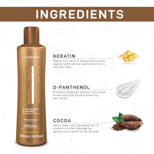 Image of Brasil Cacau Anti Residue hair Shampoo with Keratin, cocoa and d-panthenol for deep cleaning, freezy, dull, dry and damaged hairs, restores shine, softness and rejuvinates the hair - 300ml