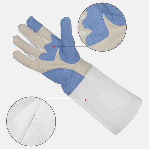 Boobysuu Fencing Gloves, Washable Anti-Skid Fencing Foil Glove, Practice Electric Fencing Glove for Unisex Junior & Adult, Leather Fencing Gloves for Foil, Professional Fencing Equipment(Left Hand) - Thumbnail 3
