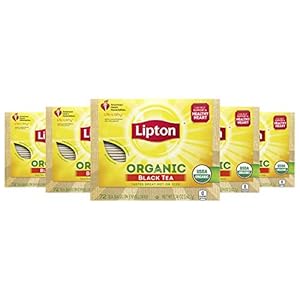Lipton Organic Black Tea Bags, Can Support Heart Health, 72 Count (Pack of 5)