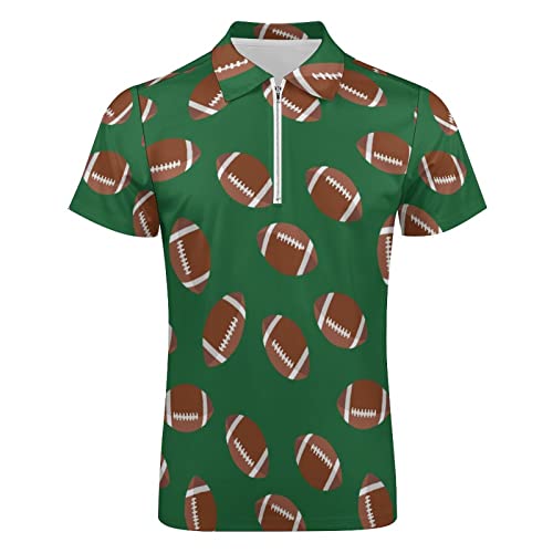American Football Pattern Men's Polo Shirt Short Sleeve Golf Polo Shirt Zippered Casual T-Shirt Tops4