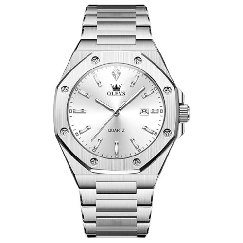 Image of OLEVS Watches for Men Luxury Fashion Large Dial Male Watches Analog Quartz Stainless Steel Waterproof Business Dress Men's Wrist Watch