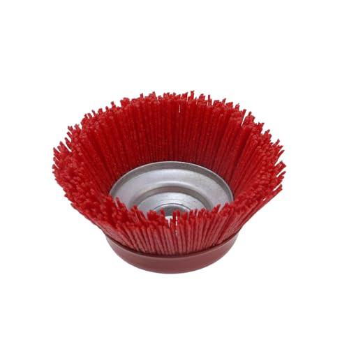 Image of 1Pcs Nylon Cup Brush 4 inch Nylon Filament Brush, Grit 80 Abrasive Filament Cup Brush for Removal Rust Corrosion Paint