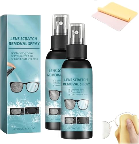 Spray limpiador de lentes, spray limpiador de gafas con cuidado de lentes anti-rayas, kit de limpieza de lentes para gafas, gafas de sol, lentes de cámara; pantallas (2 pcs)