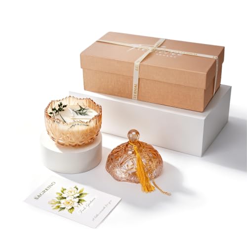 Gardenia Scented Candle Soy Jar Candles in Crystal Glass Gift for Women - image 1