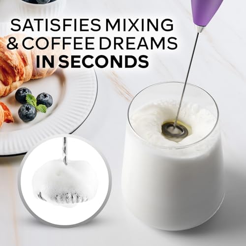 Image of Zulay Kitchen Powerful Milk Frother Wand With Duracell Batteries - Ultra Fast Handheld Drink Mixer - Electric Whisk Foam Maker for Coffee, Lattes, Cappuccino & Matcha - Z1 Motor - Galaxy