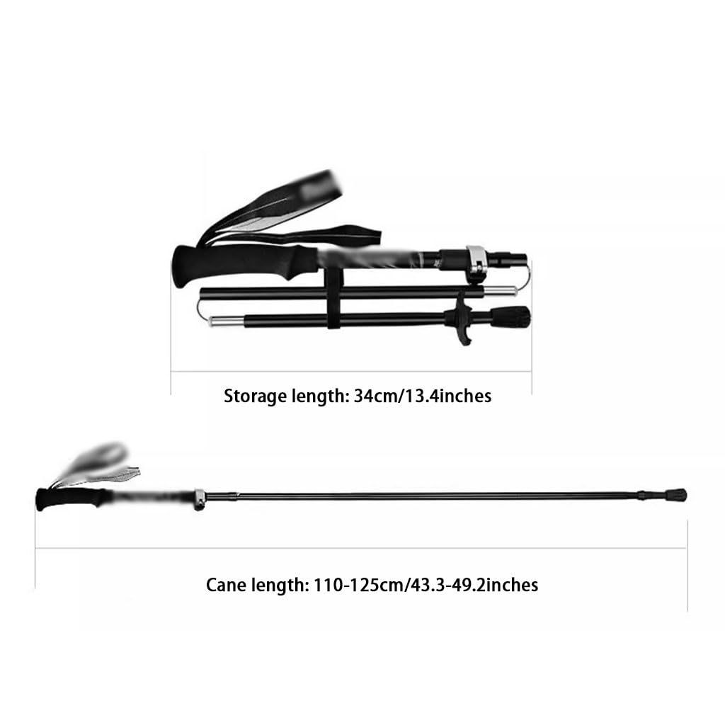 Bastoncini da Trekking Pieghevoli E Portatili, Bastoncini da Nordic Walking Ultraleggeri, Telescopici, con Chiusura Rapida, per Il Campeggio(Black Color)