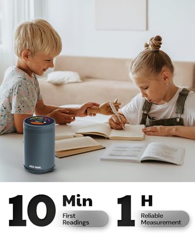 HOUND-3699 Radon Detector, 10-Minute Measurement Updates, Touchscreen Color Display, Audible & Visual Alarm, AEGTEST Long-Term Radon Concentration Monitoring for Home - Blue - Image 3