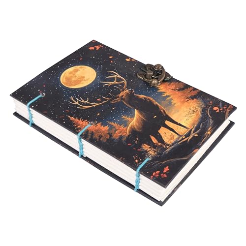 Image of CRAFT JUNKY Journal Diary with Handcrafted Box, 5 x 7 Inch Special Binding Unruled Lock Diary for Girls, Art Book with Aesthetic Print Sketch Book for Artists, 200 Acid-Free Pages A5 (DEER)