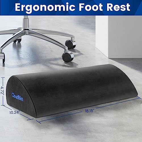 Image of CloudBliss Foot Rest for Under Desk at Work,Office Desk Accessories with Soft Foam and Washable Removable Cover, Foot Stool for Office, Car, Home to Foot Support and Relax Ankles, Gray, Long