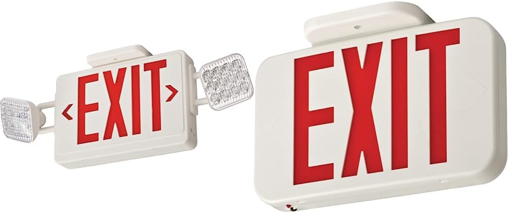 Lithonia Lighting BasicsTM ECRG Emergency Light/Exit Combo + EXRG EL M6 Contractor Select Lighting Basics Thermoplastic LED Exit Light