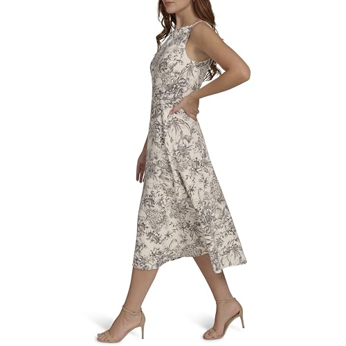 Image of Tommy Hilfiger Women's Sleeveless Boat Neck Fit & Flare Midi Dress