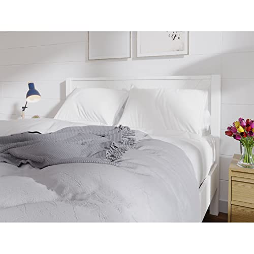 Dg Casa Modern Domaso Solid Wood Platform Bed Frame And Headboard With Chevron Design And Full Wooden Slats – Box Spring Not Required - White Low Profile Queen Size Bed Frame With Headboard #TOP4