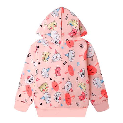 RETSUGO Girls Zip Up Hoodie Jacket Toddler Unicorn Rainbow Sweatshirt Kids Hooded Coat Casual Outerwear Size 2-7 Years3