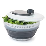 Prepworks by Progressive 3 Quart Space Saving Folding Collapsible Drainer, & Colander for Salad Preparation and Food Washing (Grey)