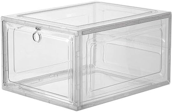 Miniatura 2 de Paquete de 6 cajas de almacenamiento de zapatos de plástico transparente apilable, caja de zapatos con puertas magnéticas frontales caídas,