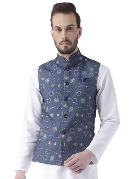 Image of Hangup mens printed nehru jacket 35A PRINTED NEHRU